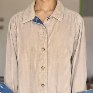 Large Corduroy Khaki Denim Button up Collared Short